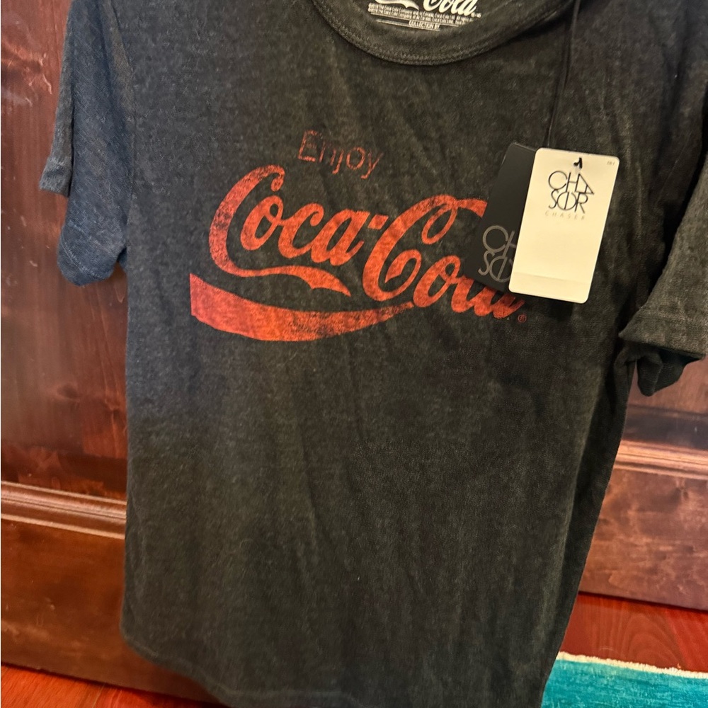 Chaser —Coca-Cola Logo Tee in Charcoal and Crimson brand new with tags